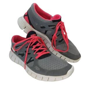 Nike Free Run 2 Women's Pre-owned Gray/Hot Pink Running Sneakers - sz. 8 1/2